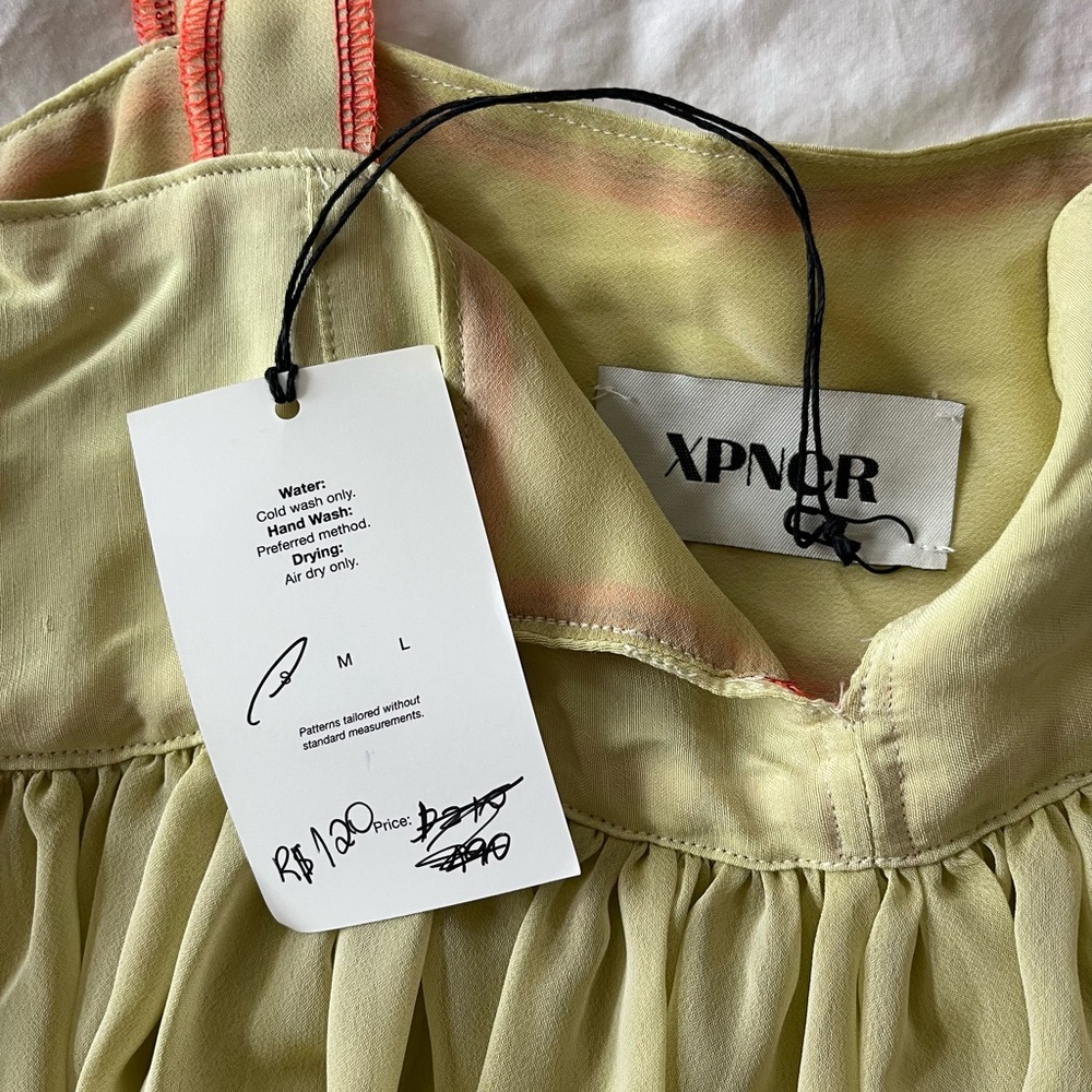 Chartreuse/Yellow Maxi Dress with Sheer Skirt - Picture 5 of 5
